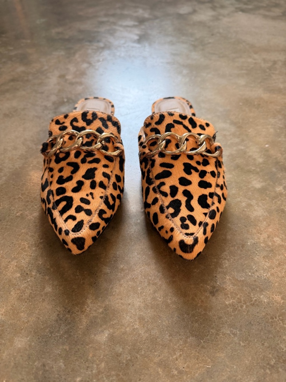 Steve Madden Leopard-Print Pointed Mule with Gold Chain - Size 6.5 - NWOT - Picture 3 of 15